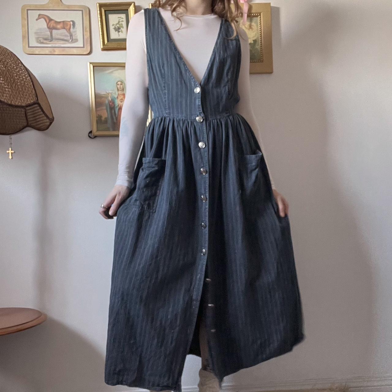 90's cottagecore denim maxi dress (M/L)