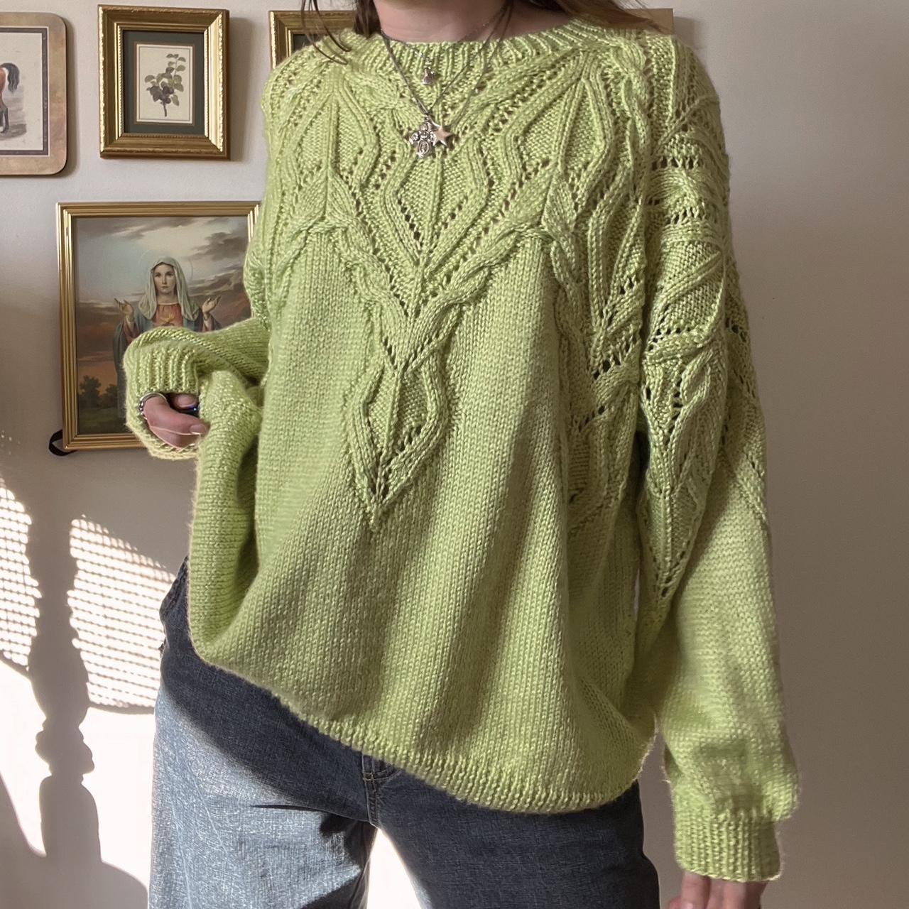 Crisp apple green chunky knit (L)