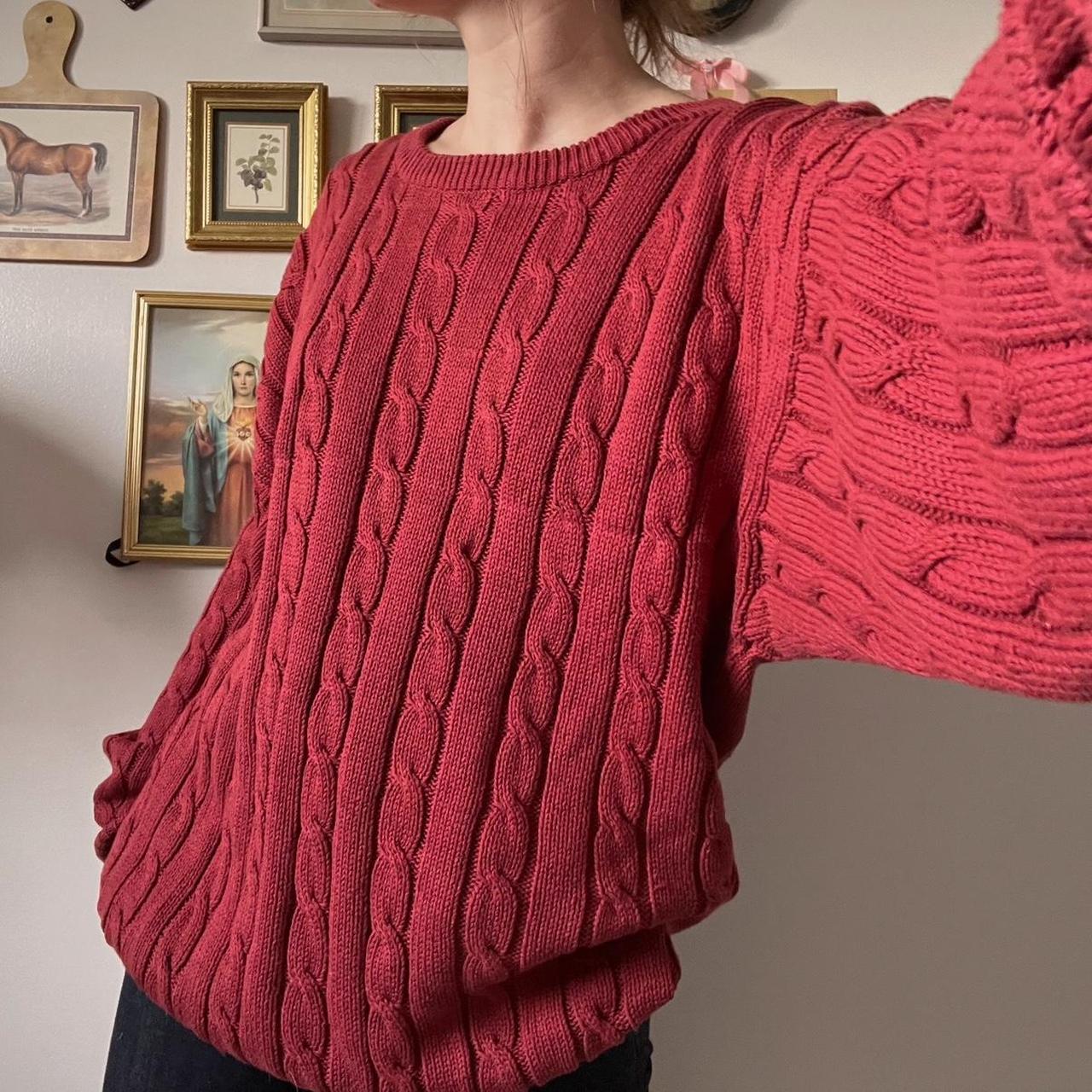 Dark red cable knit sweater (XL)