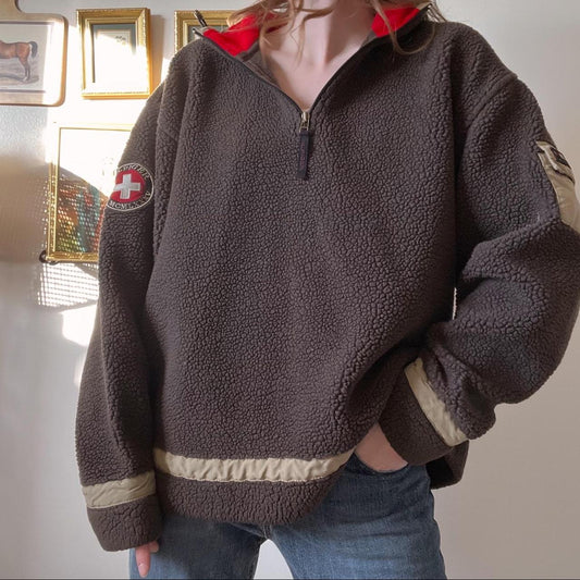 Brown fleece quarter zip (L)