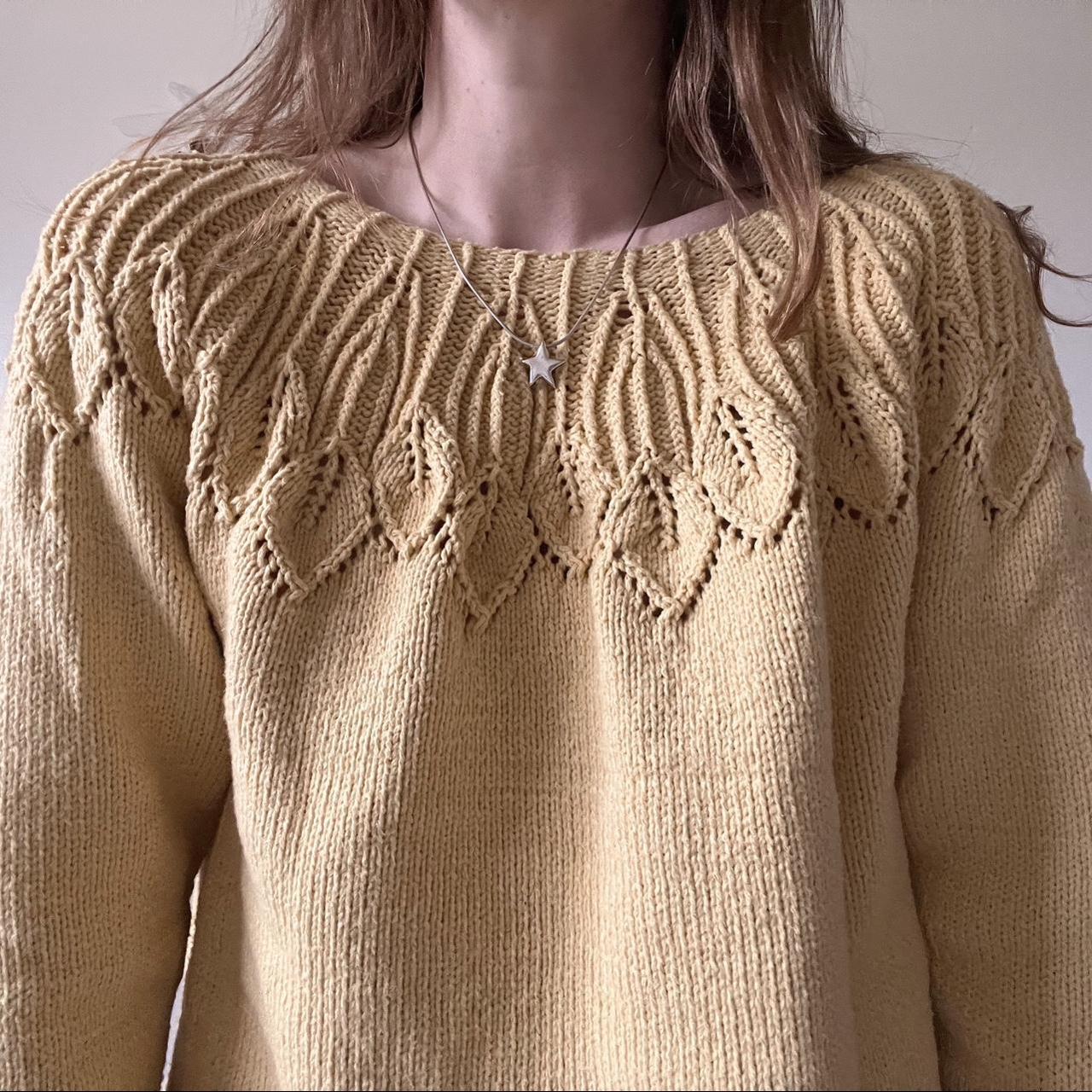 Canary yellow leaf chunky knit (M)