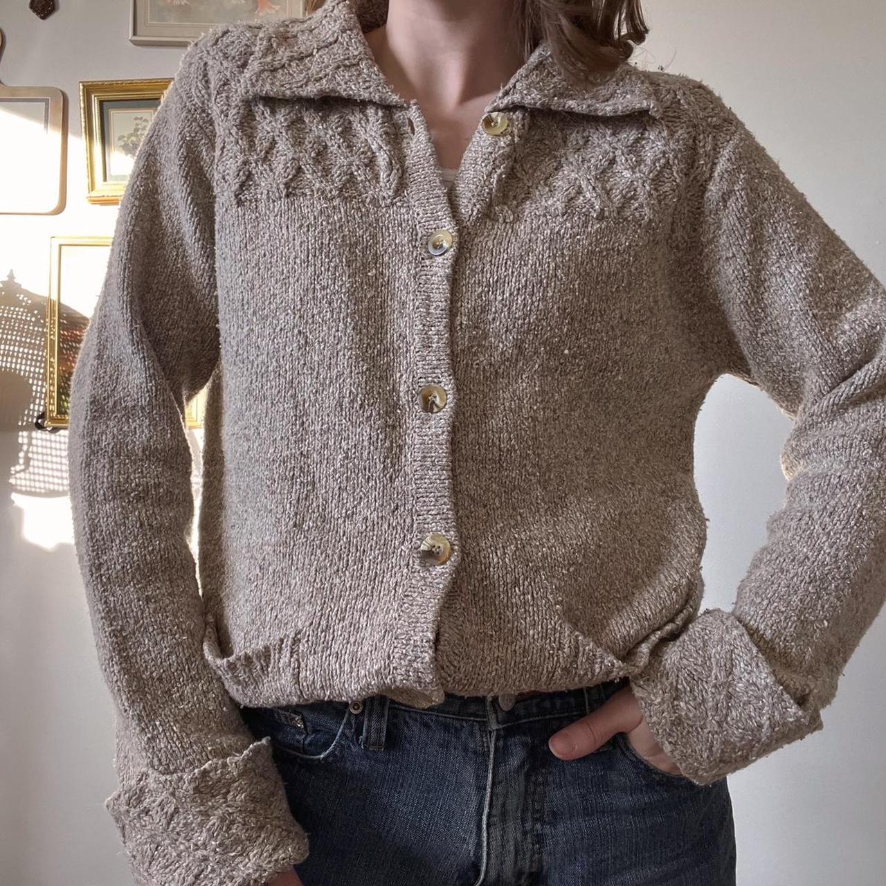 Fawn brown knit cardigan (M)