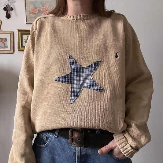 Slouchy gingham star sweater (L)