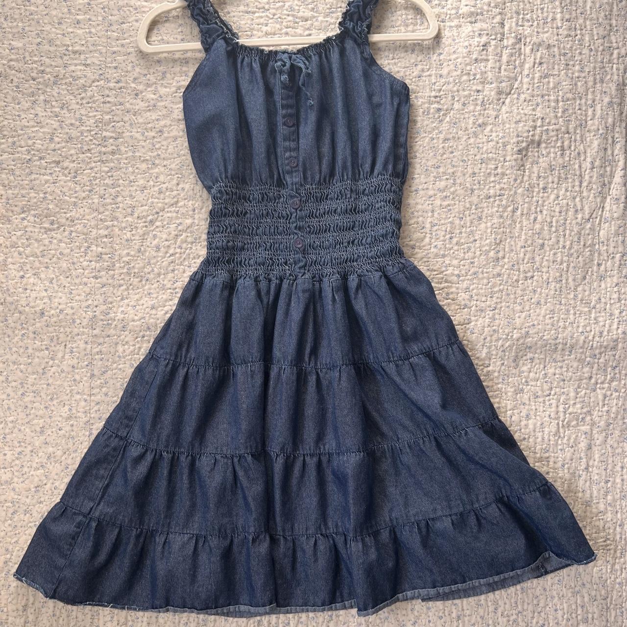 Tiered denim midi dress (M)