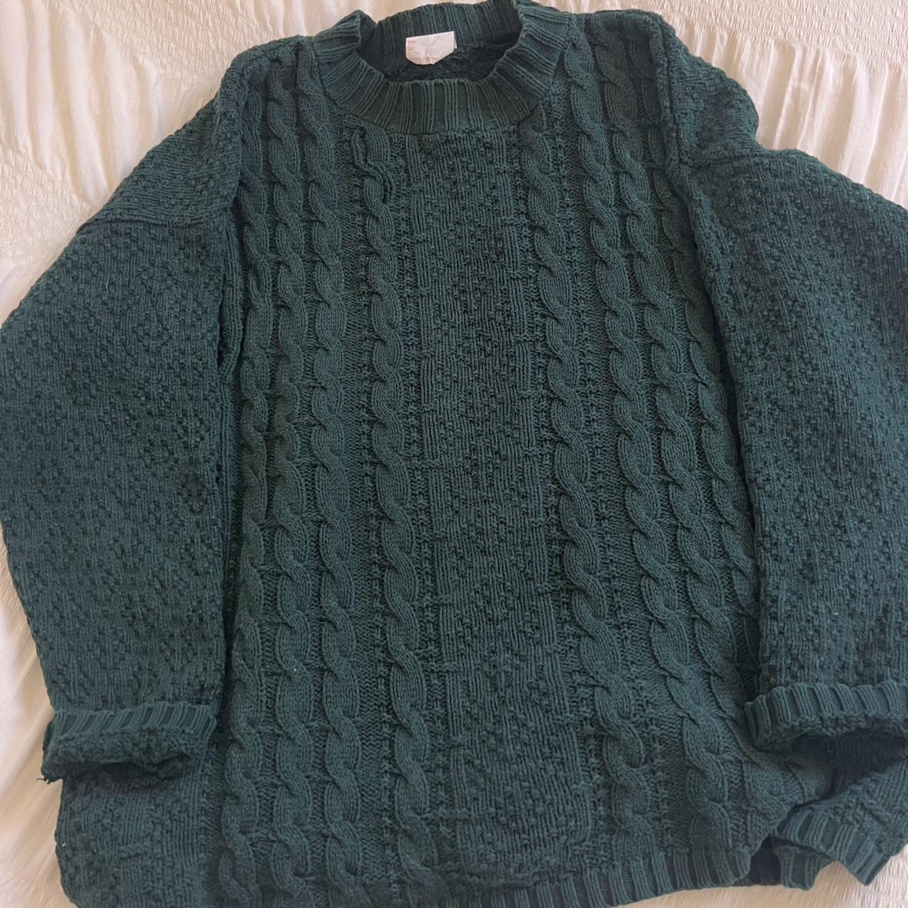 Pine green cable knit (L)