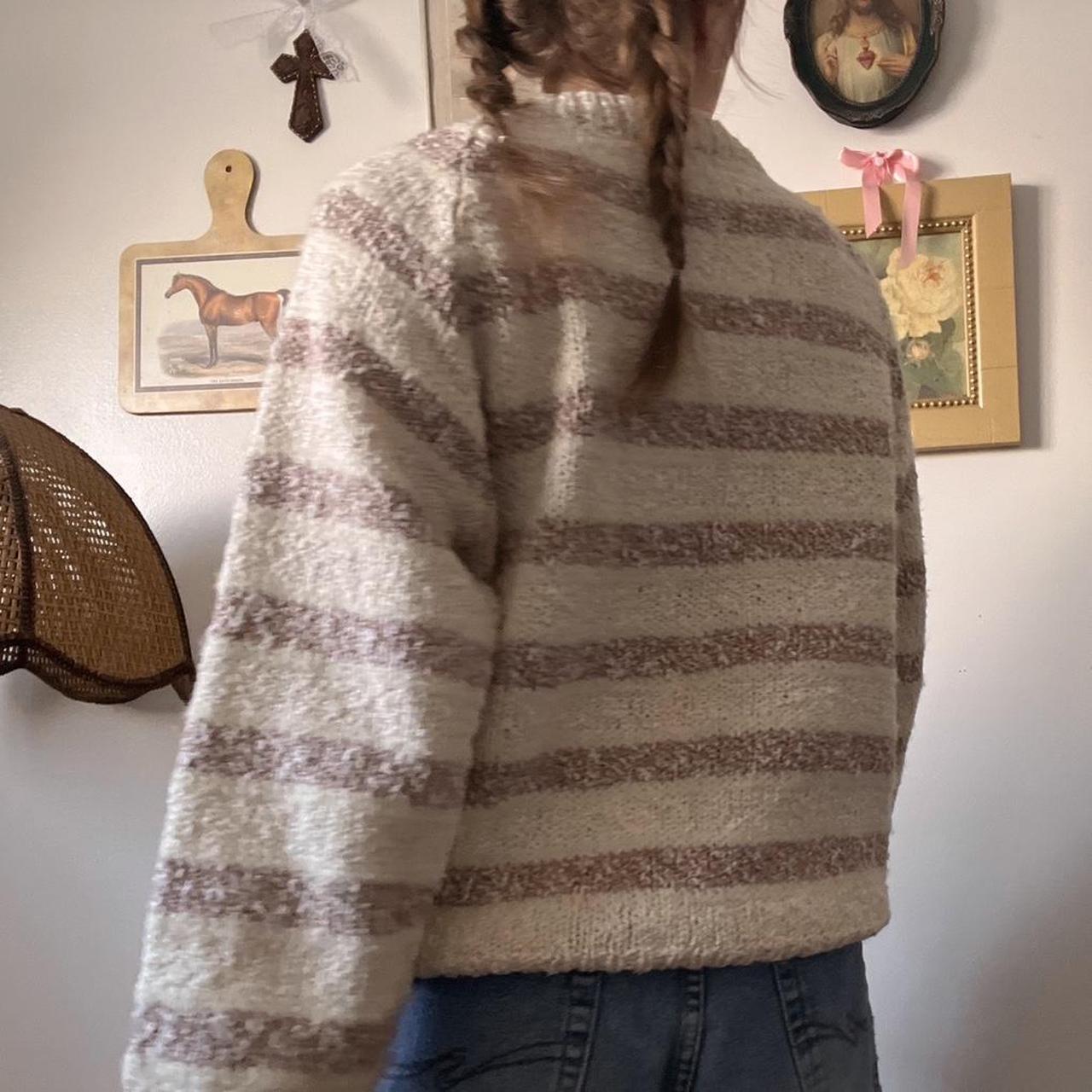 Vintage cream striped sweater (M)