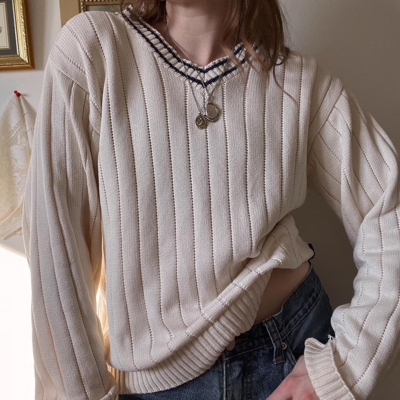 90s varsity ribbed knit sweater (S)