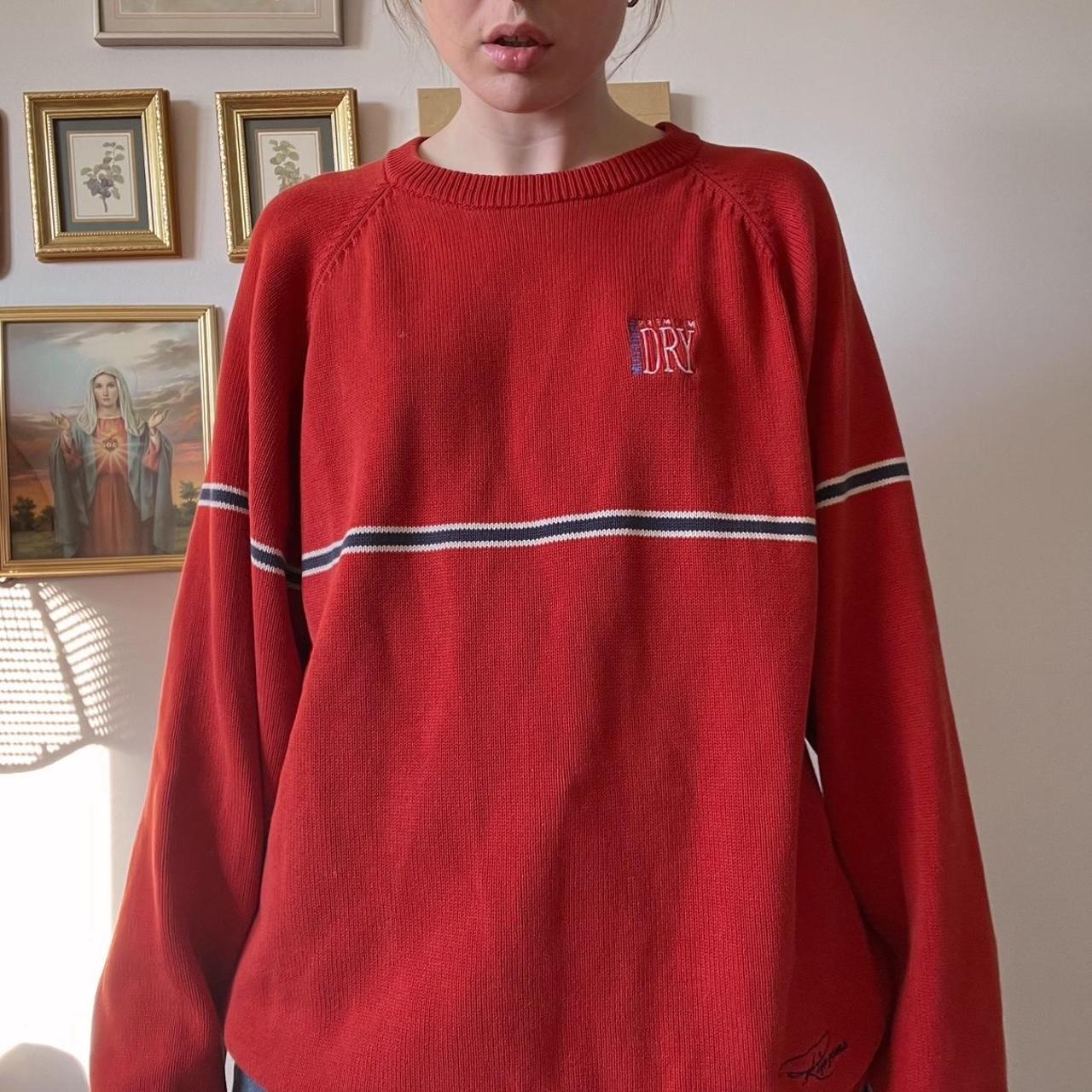 Red stripe knit sweater (XL)