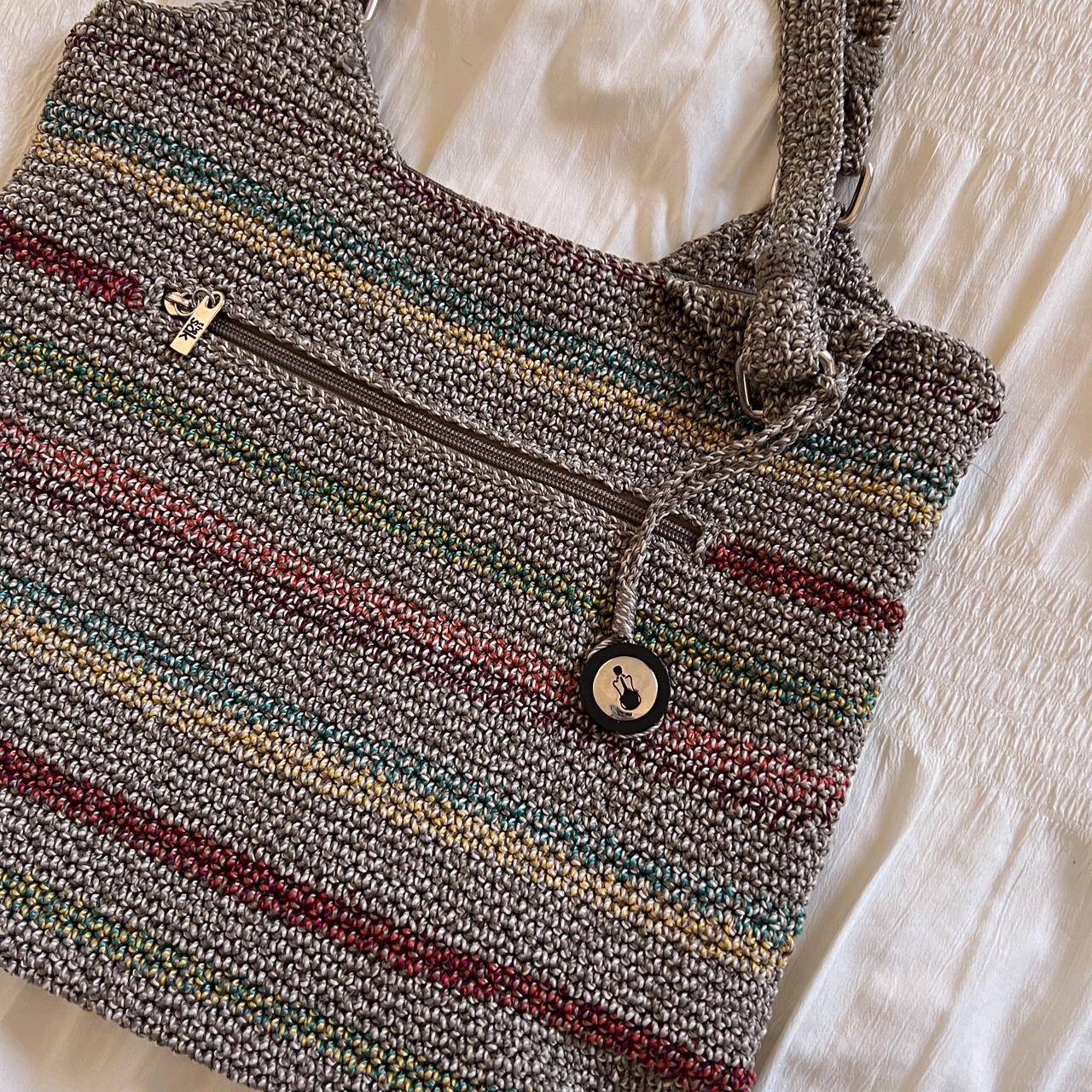 Muted rainbow woven tote bag