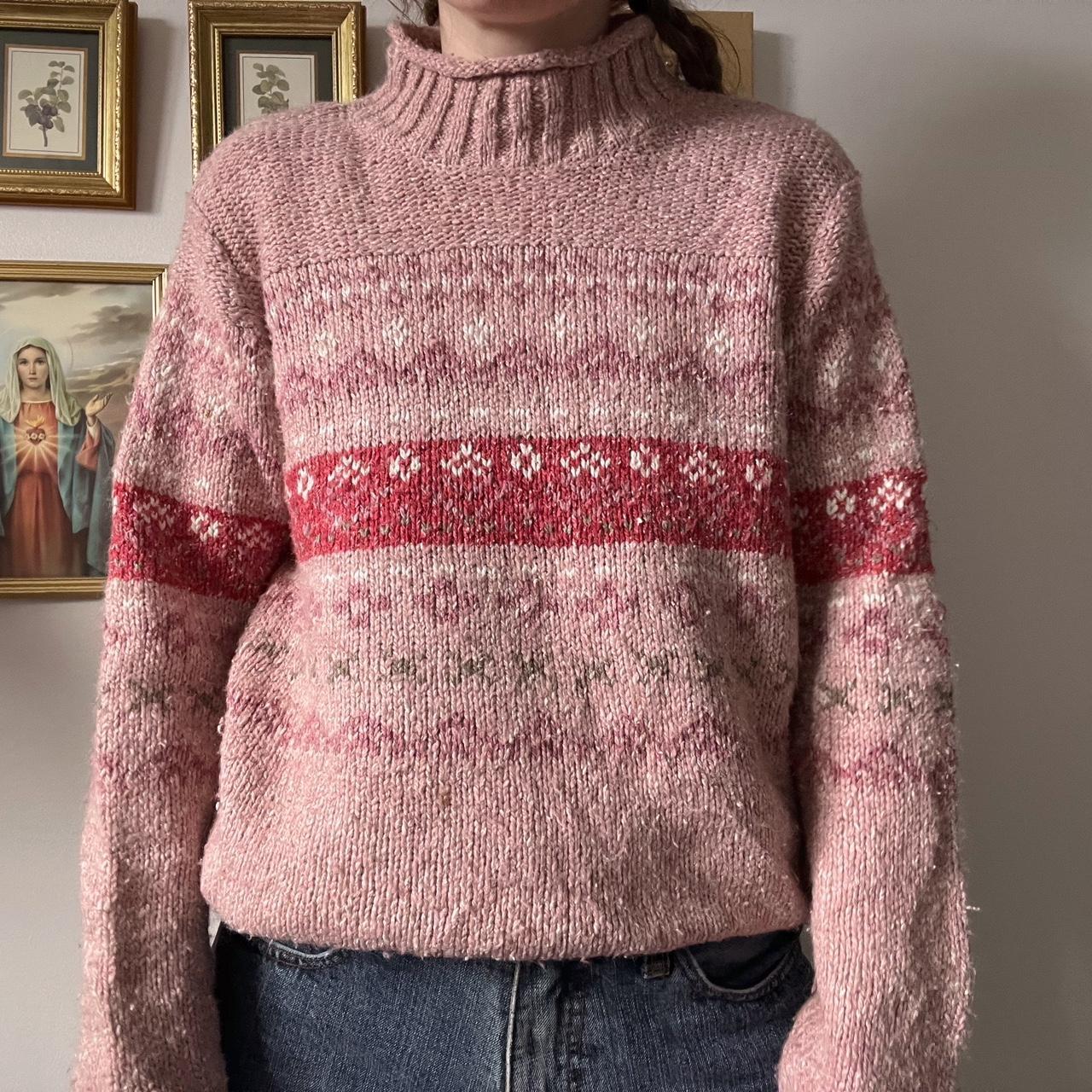 Pink cottage knit sweater (L)