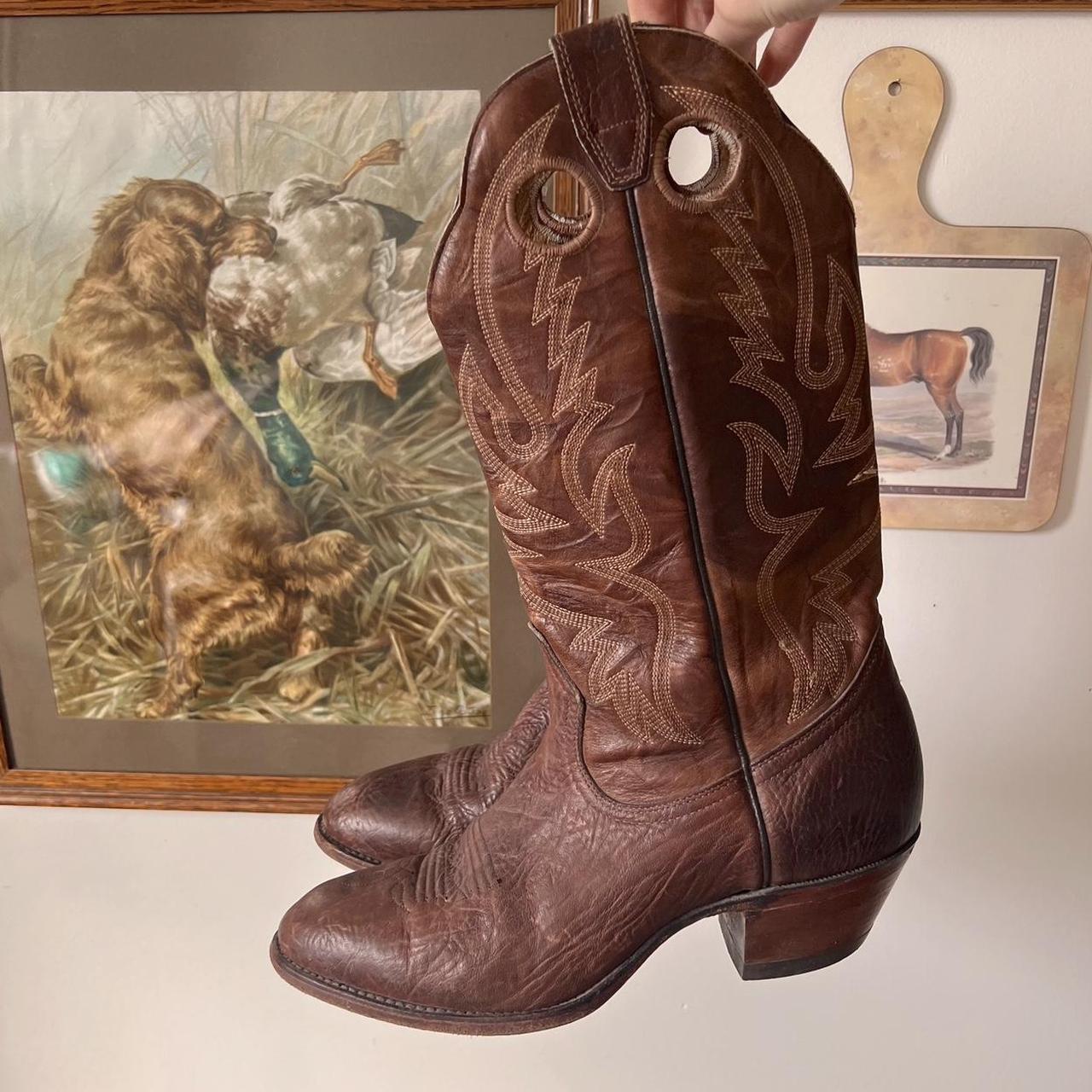 Brown leather boulet cowboy boots (10-10.5)