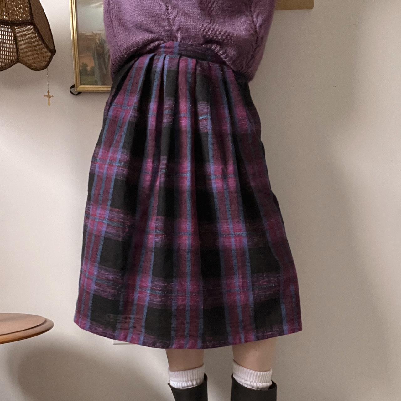 Vintage wool plaid midi skirt (27")