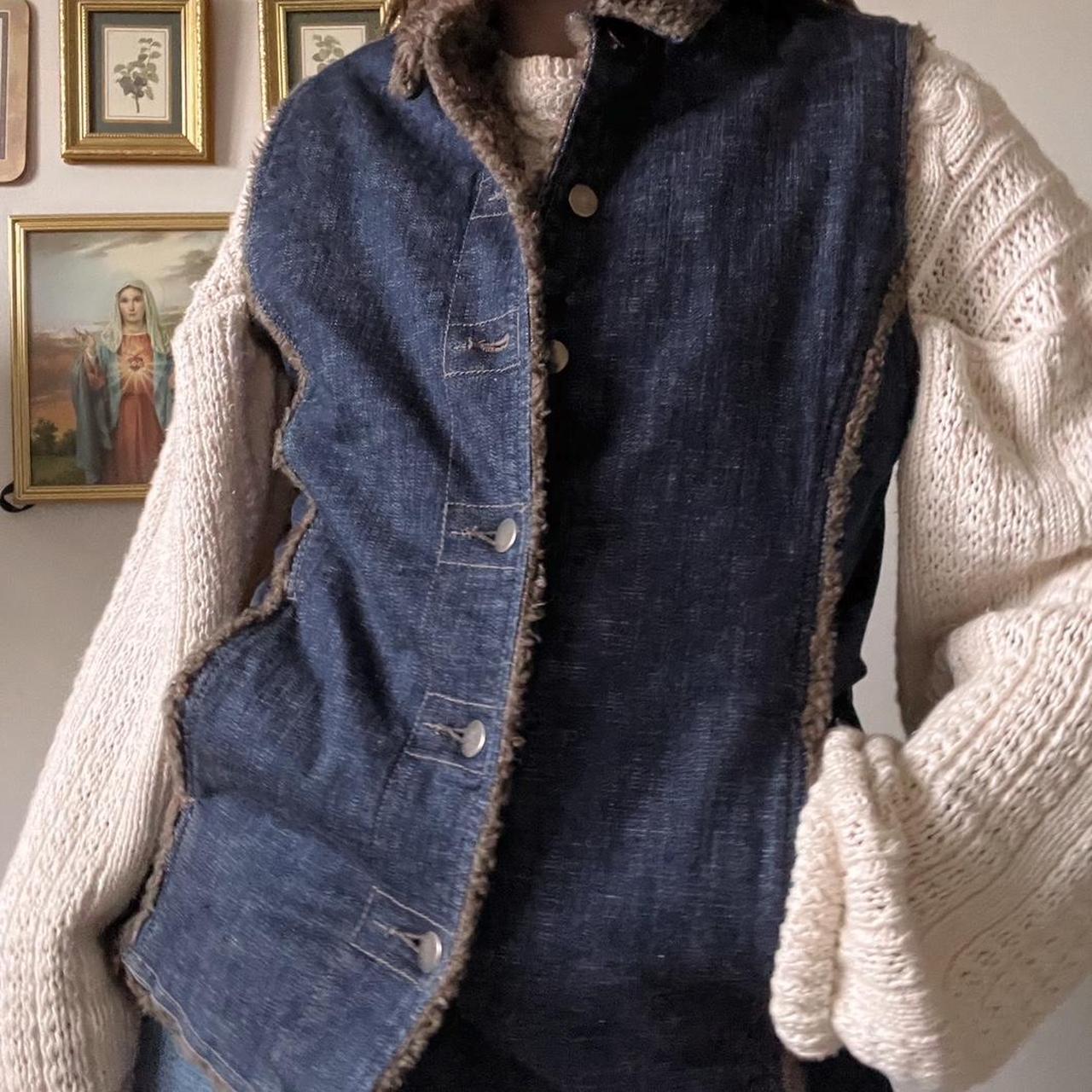 Cozy lined denim vest (M)