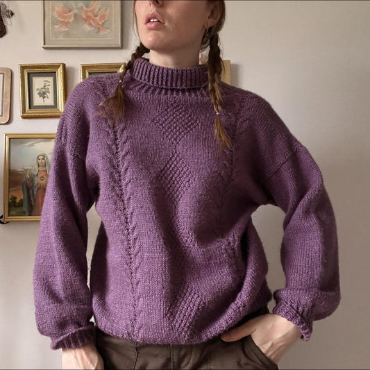 Violet handknit sweater (M)