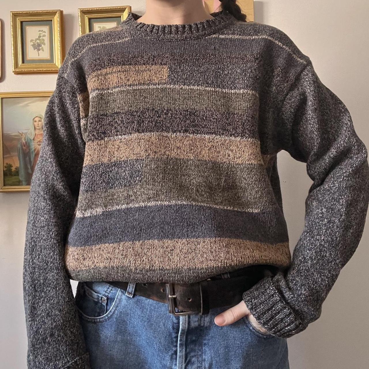 Cozy striped ash knit jumper (M)