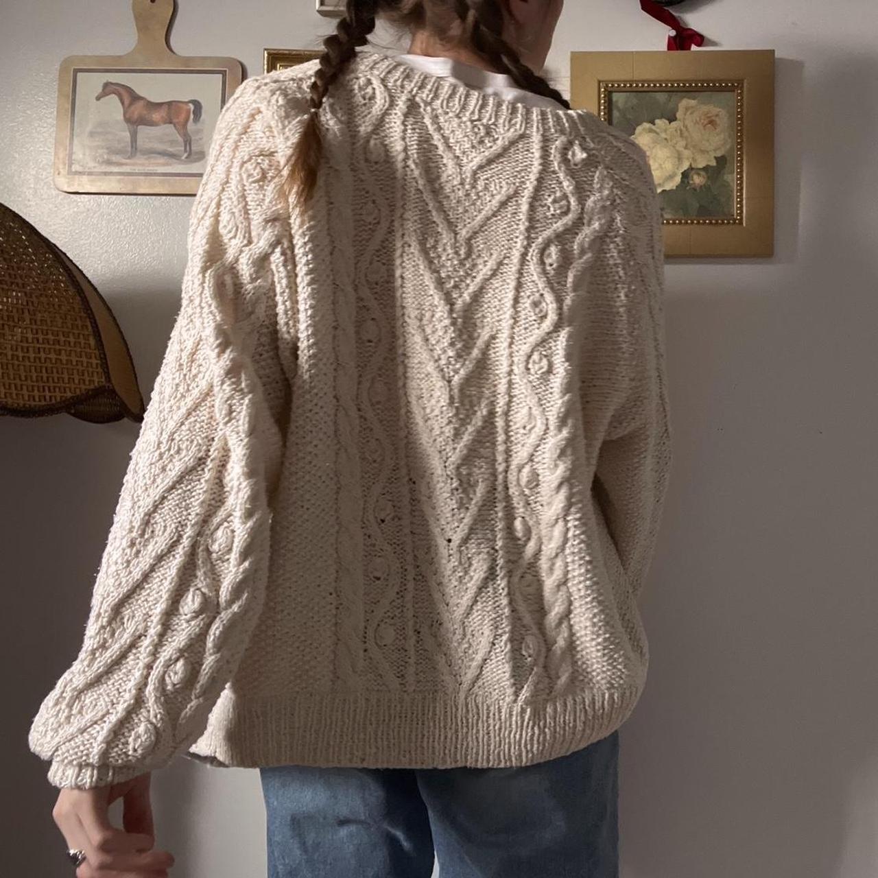 Cream silk blend knit cardigan (L)