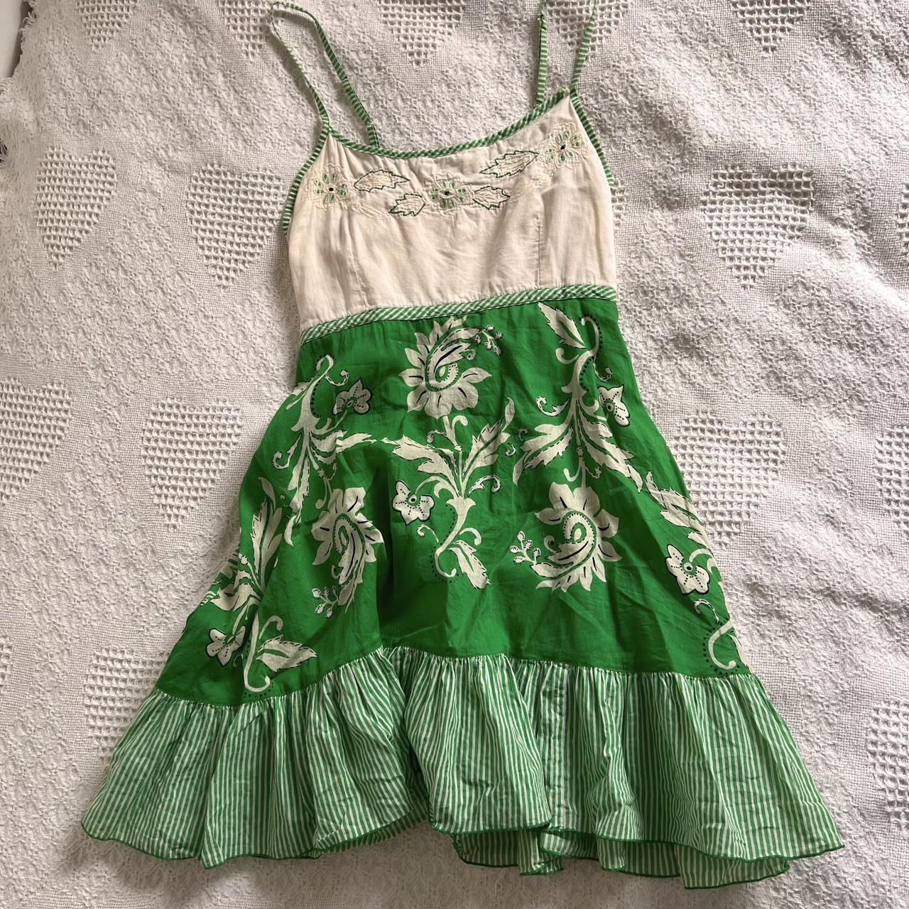 Spring green floral dress (S)