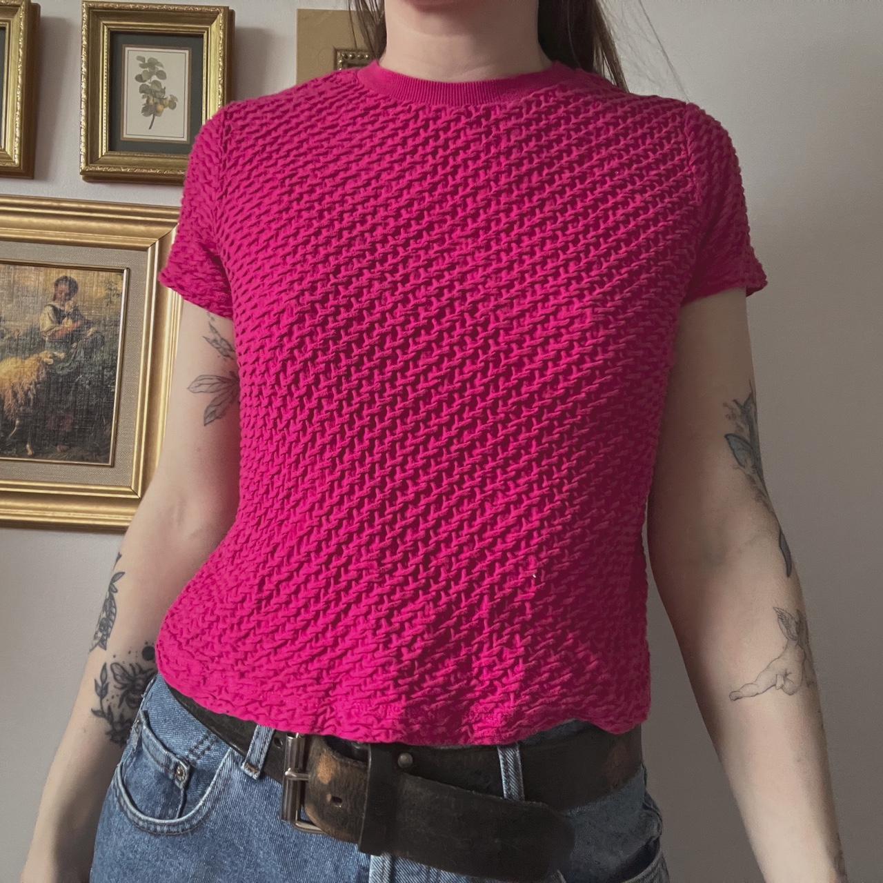 Hot pink textured baby tee (S/M)