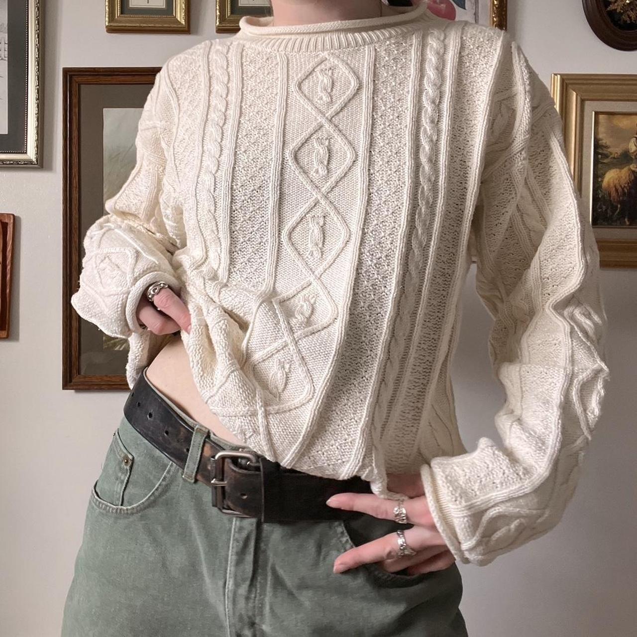 Cream cable knit sweater (S)