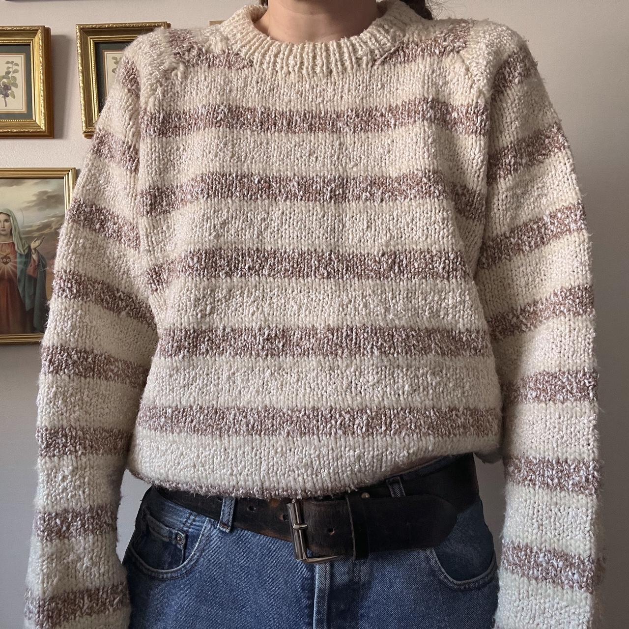 Vintage cream striped sweater (M)