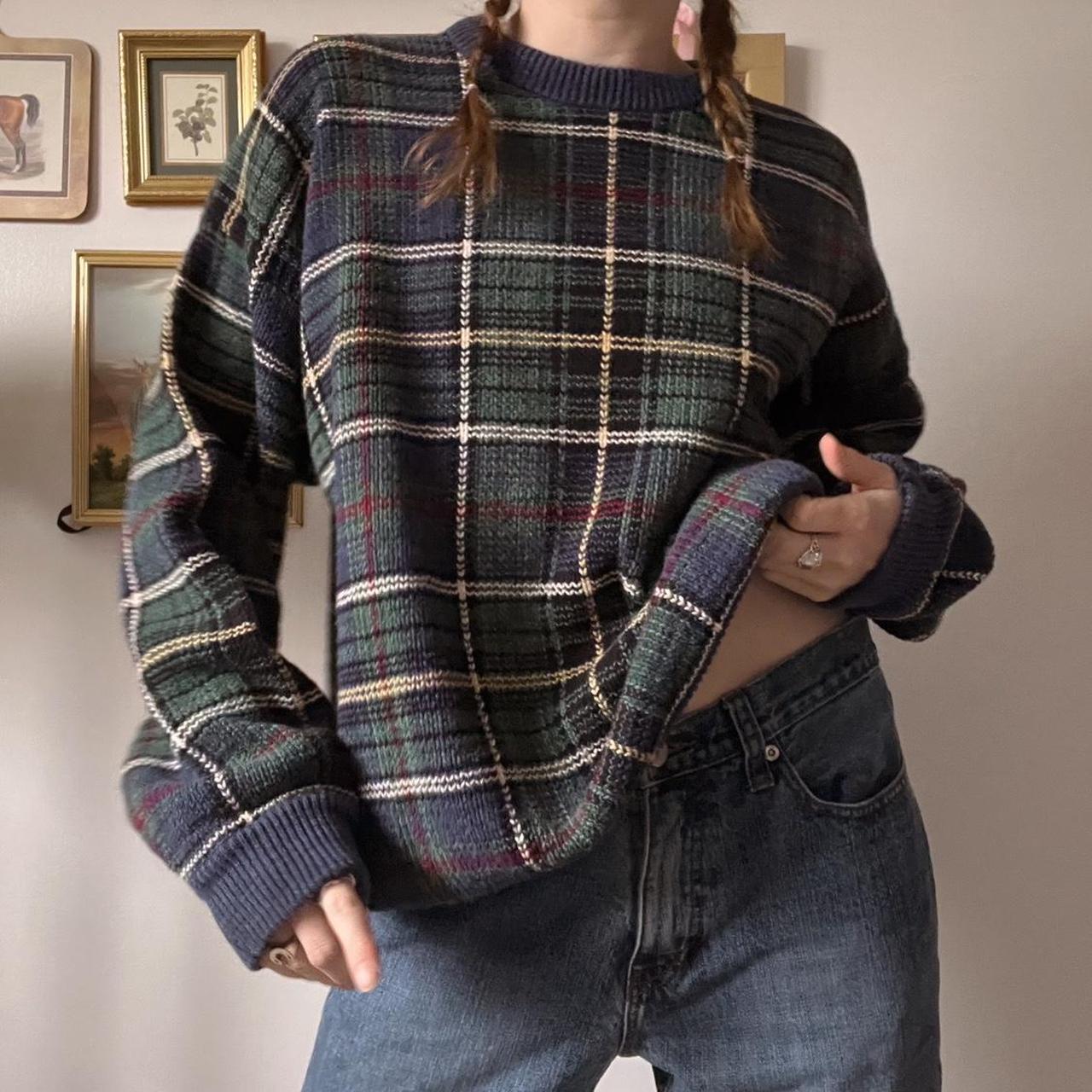 Vintage checkered knit sweater (XL)