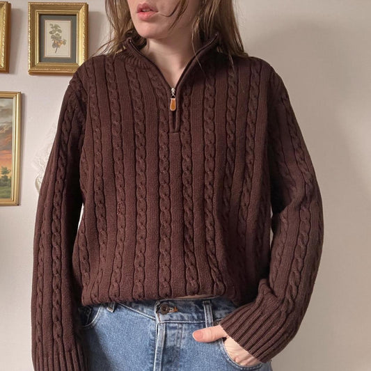 Brown cable knit sweater (M)