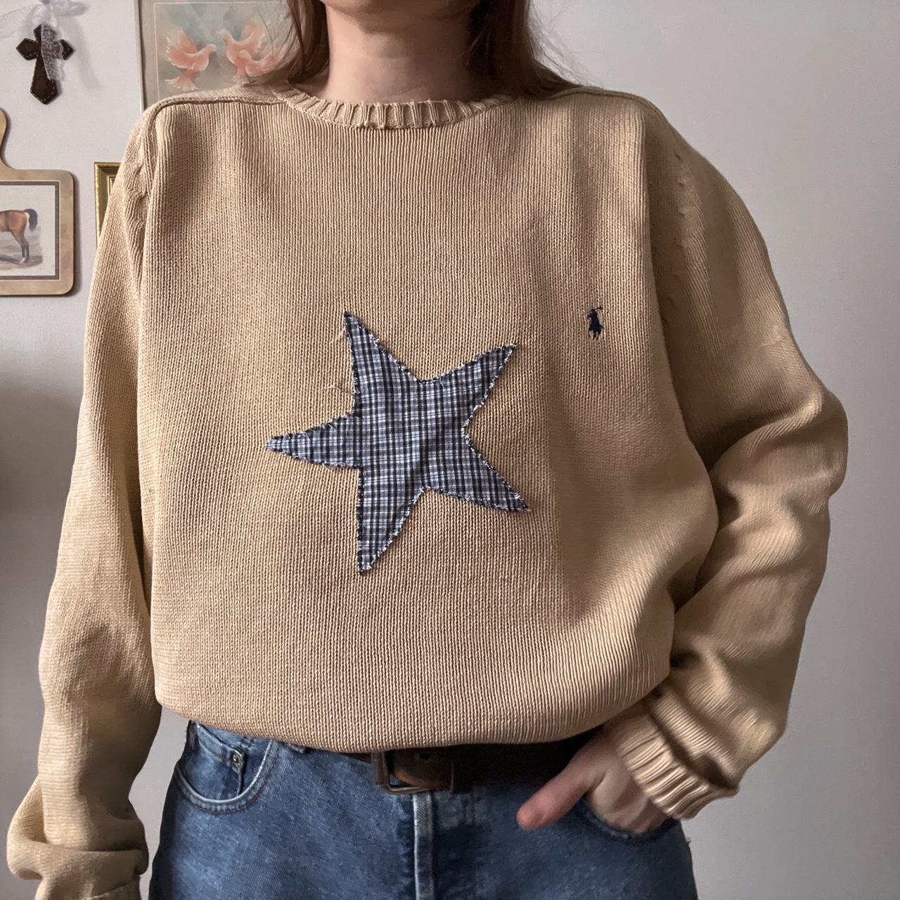 Slouchy gingham star sweater (L)