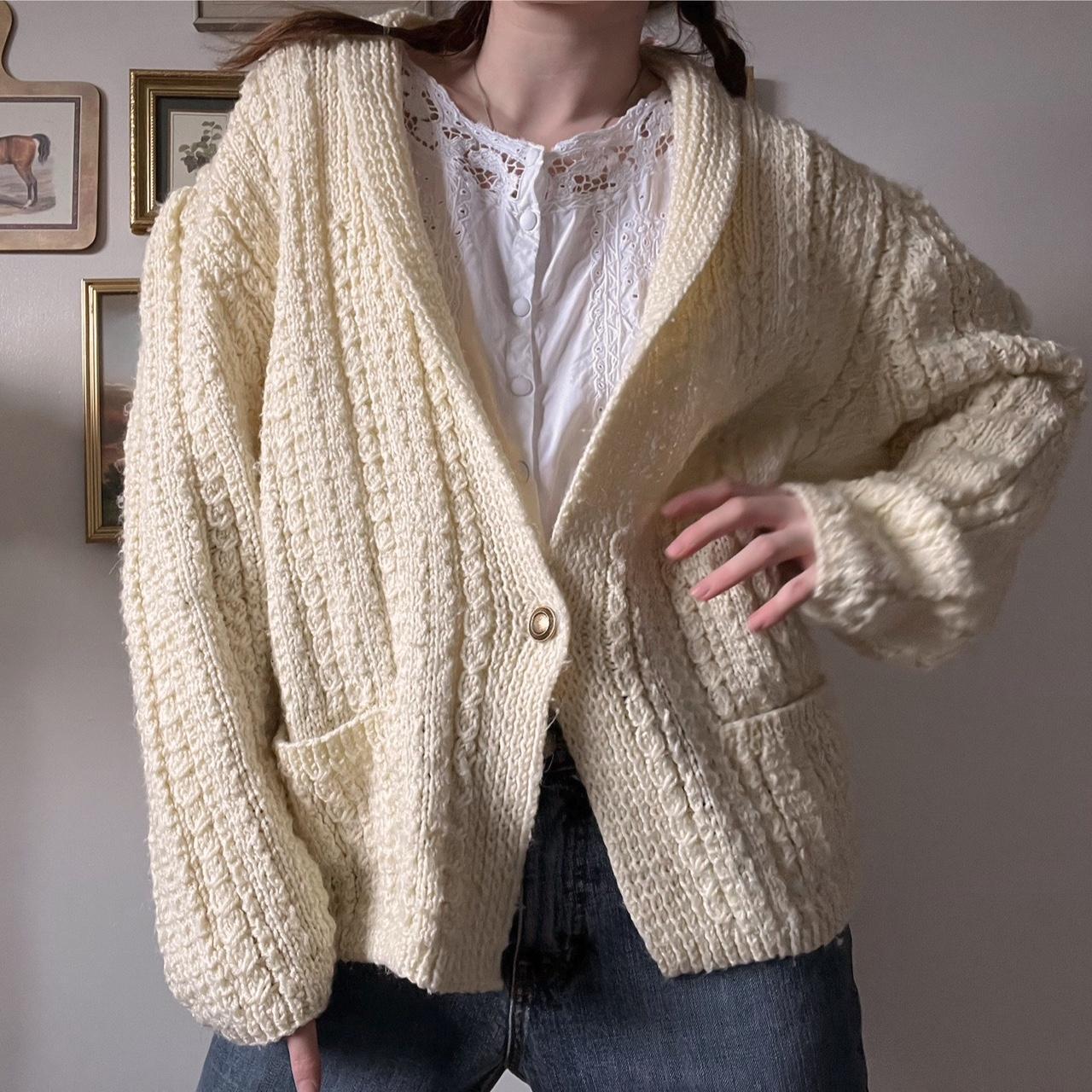 Cream chunky knit cardigan (XL)