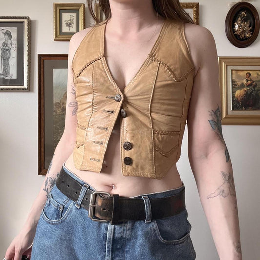 70's leather western vest (XS)