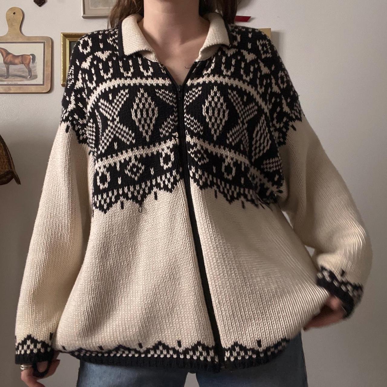 Vintage slouch cream knit cardigan (L)