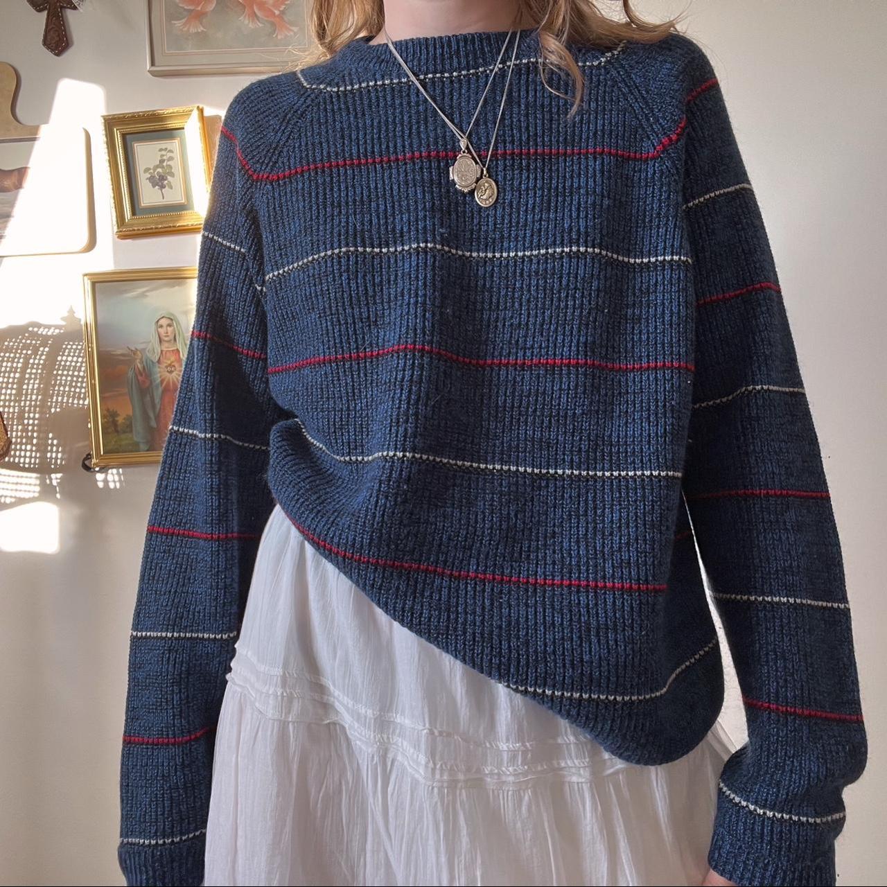 Slouchy navy striped sweater (L)