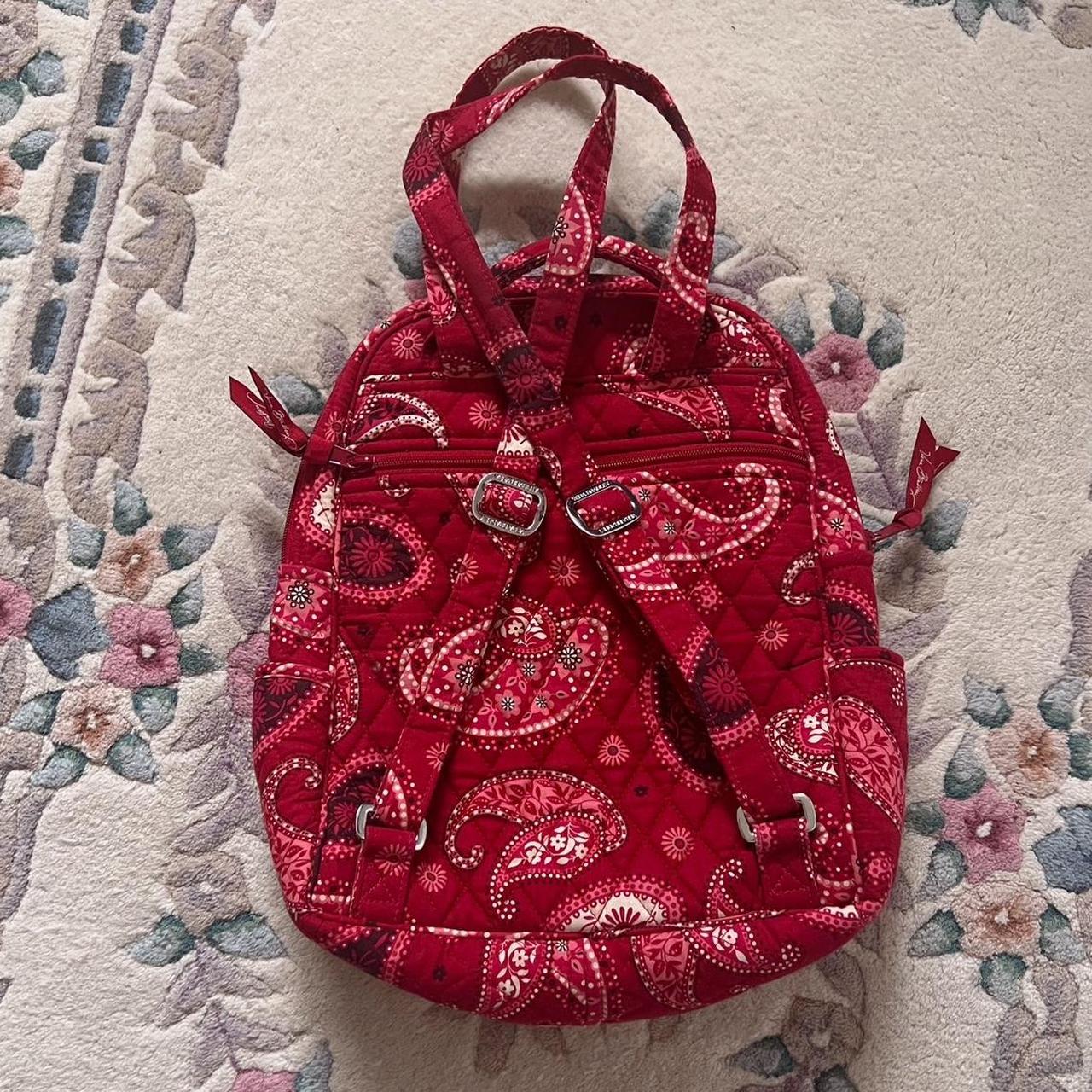 Red quilted backpack