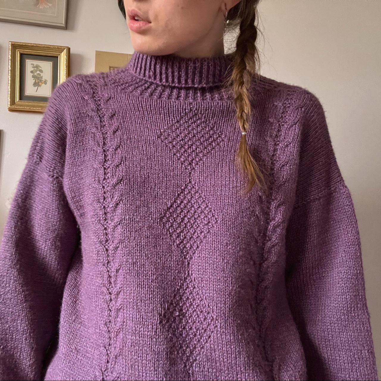 Violet handknit sweater (M)