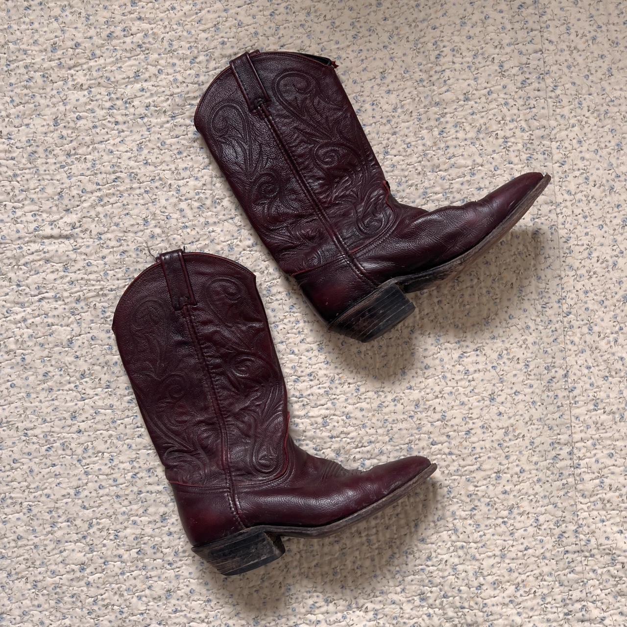 Burgundy leather cowboy boots (8)