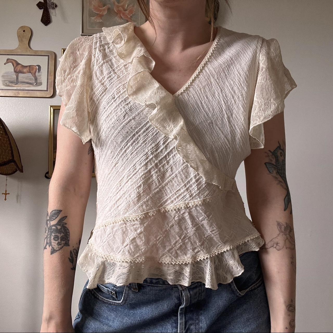 Vintage cottagecore ruffle blouse (S)