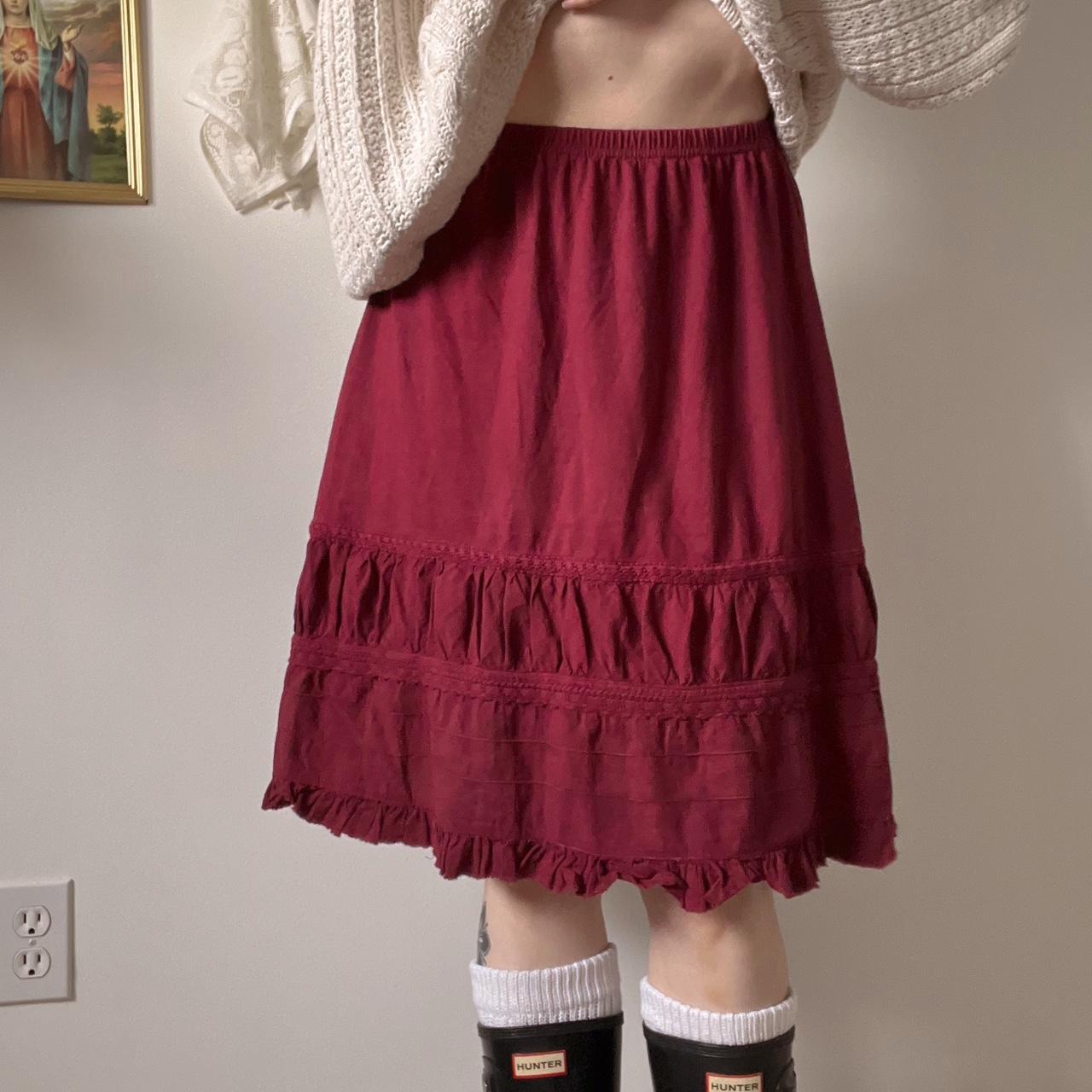 Cherry red ruffle skirt (S/M)