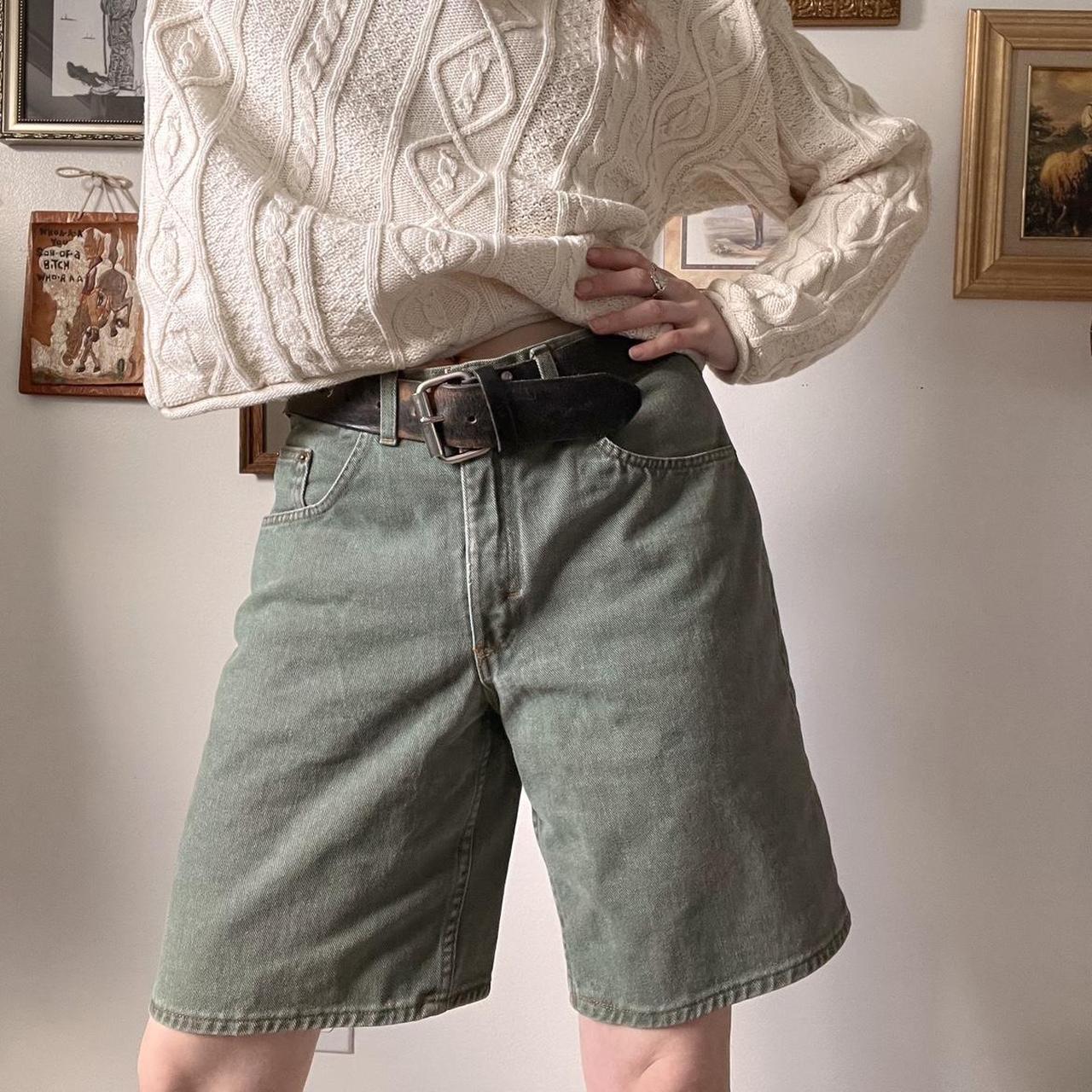 90's forest green denim shorts (31")