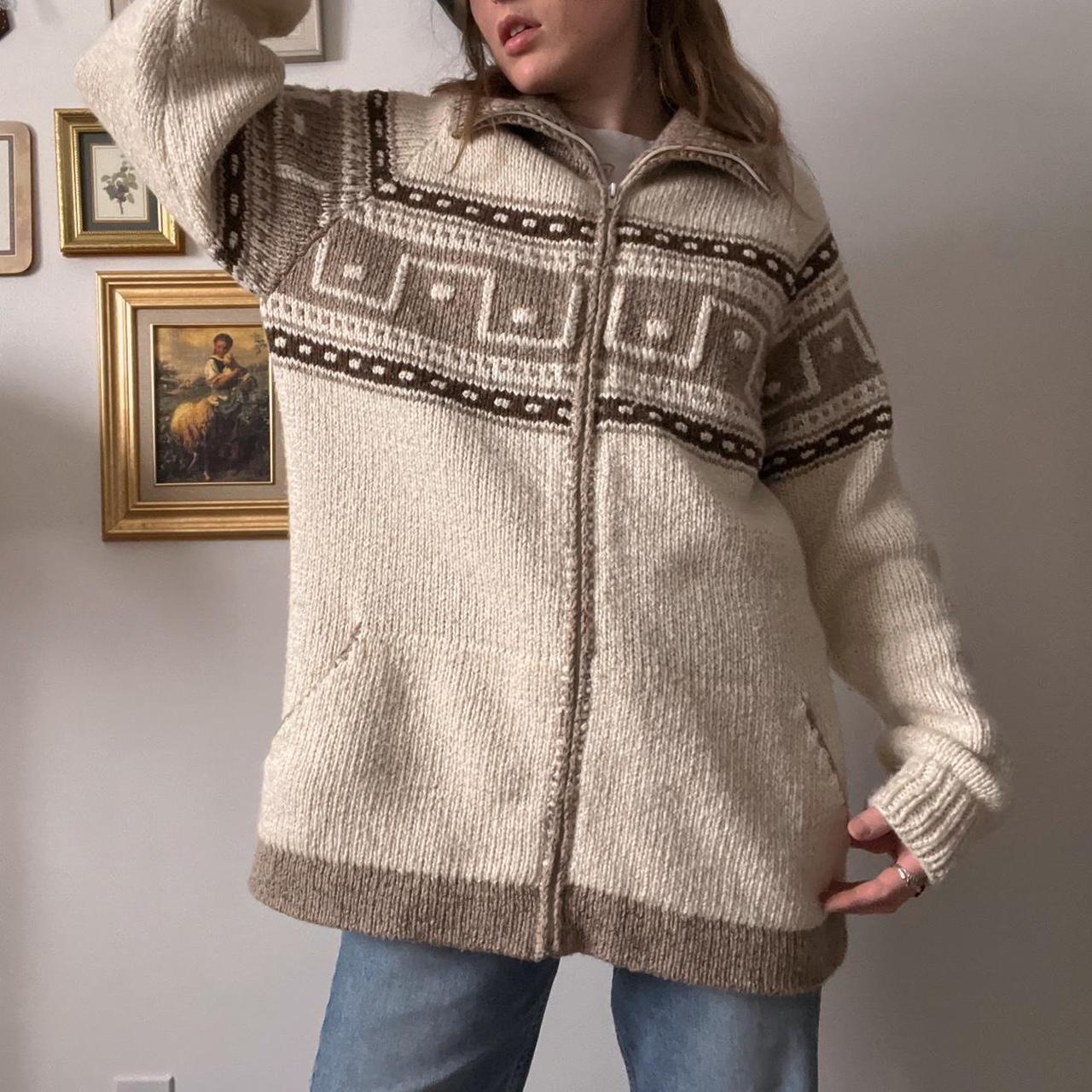 Chunky cream knit cardigan (XL)