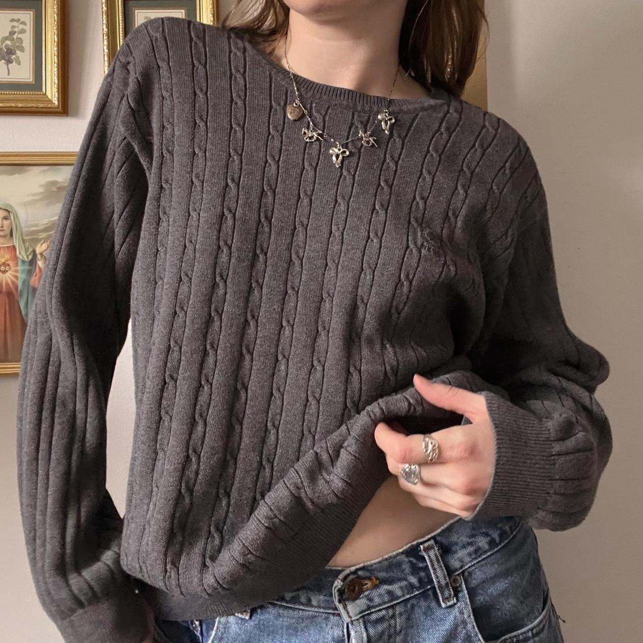 Charcoal grey cable knit (M)