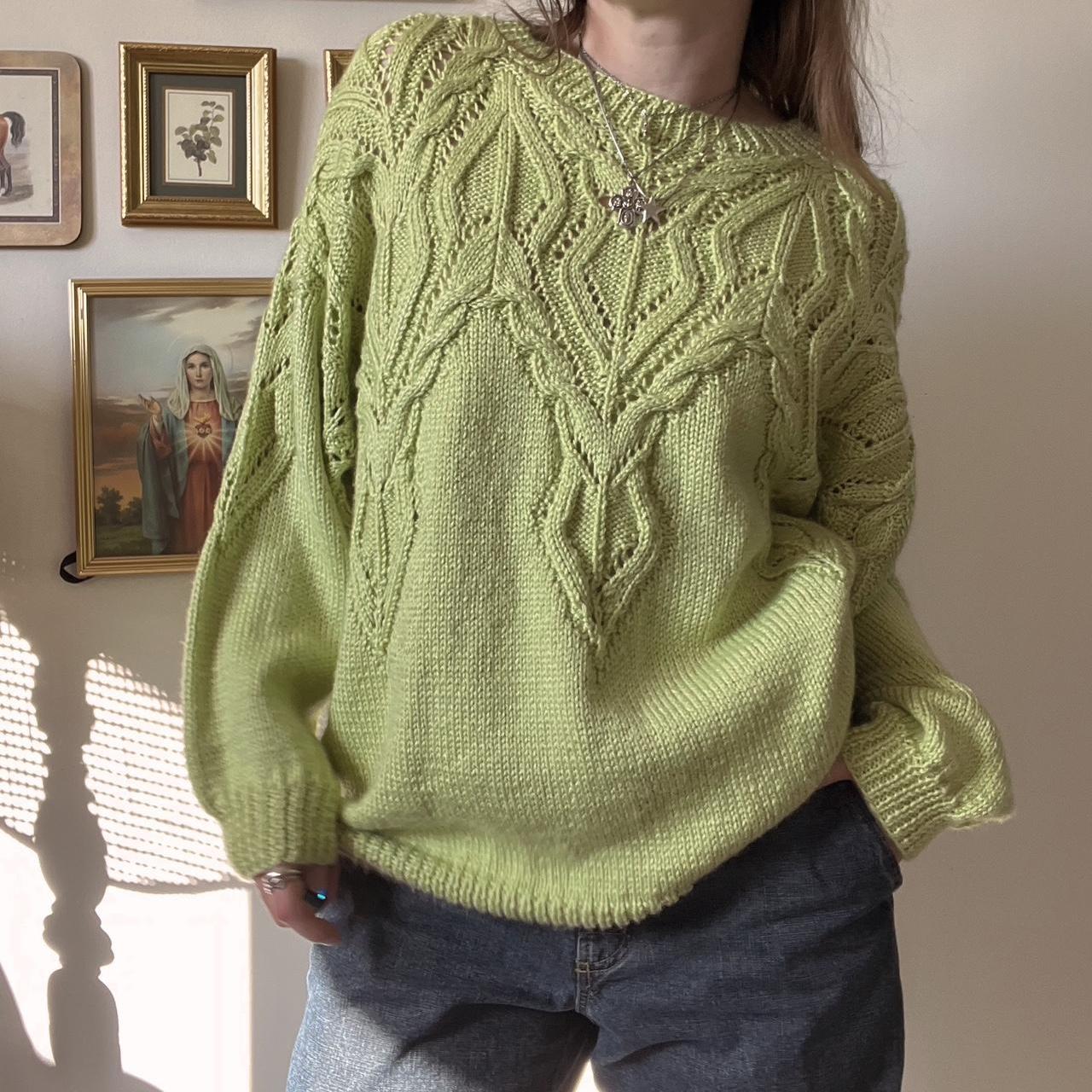 Crisp apple green chunky knit (L)