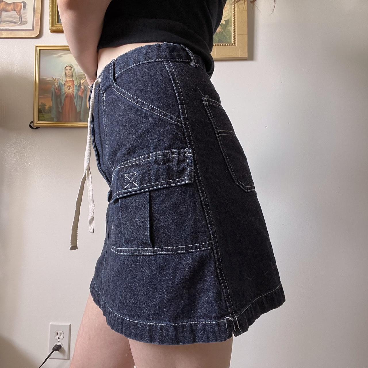 Cargo denim mini skirt (S)