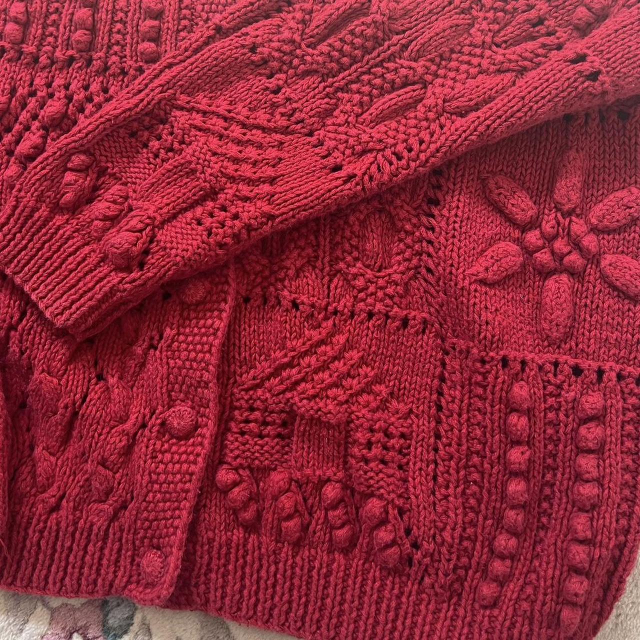 Cherry red knit cardigan (S)