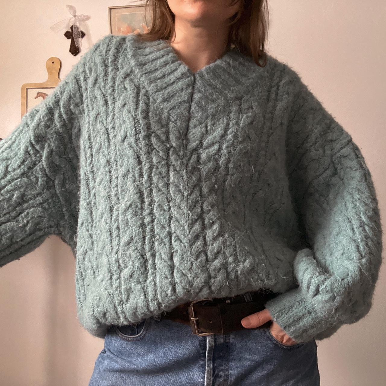 Ocean blue chunky knit sweater (M)