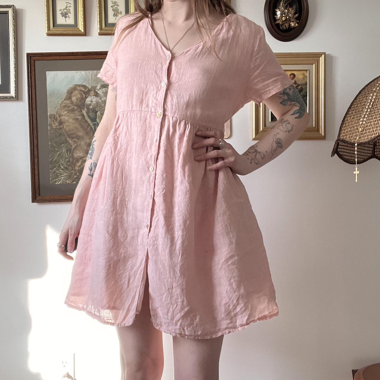 Linen babydoll mini dress (L)