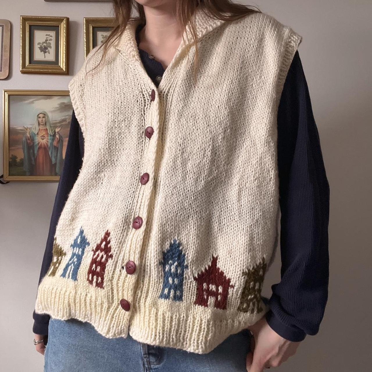 Cream cottage knit vest (L)