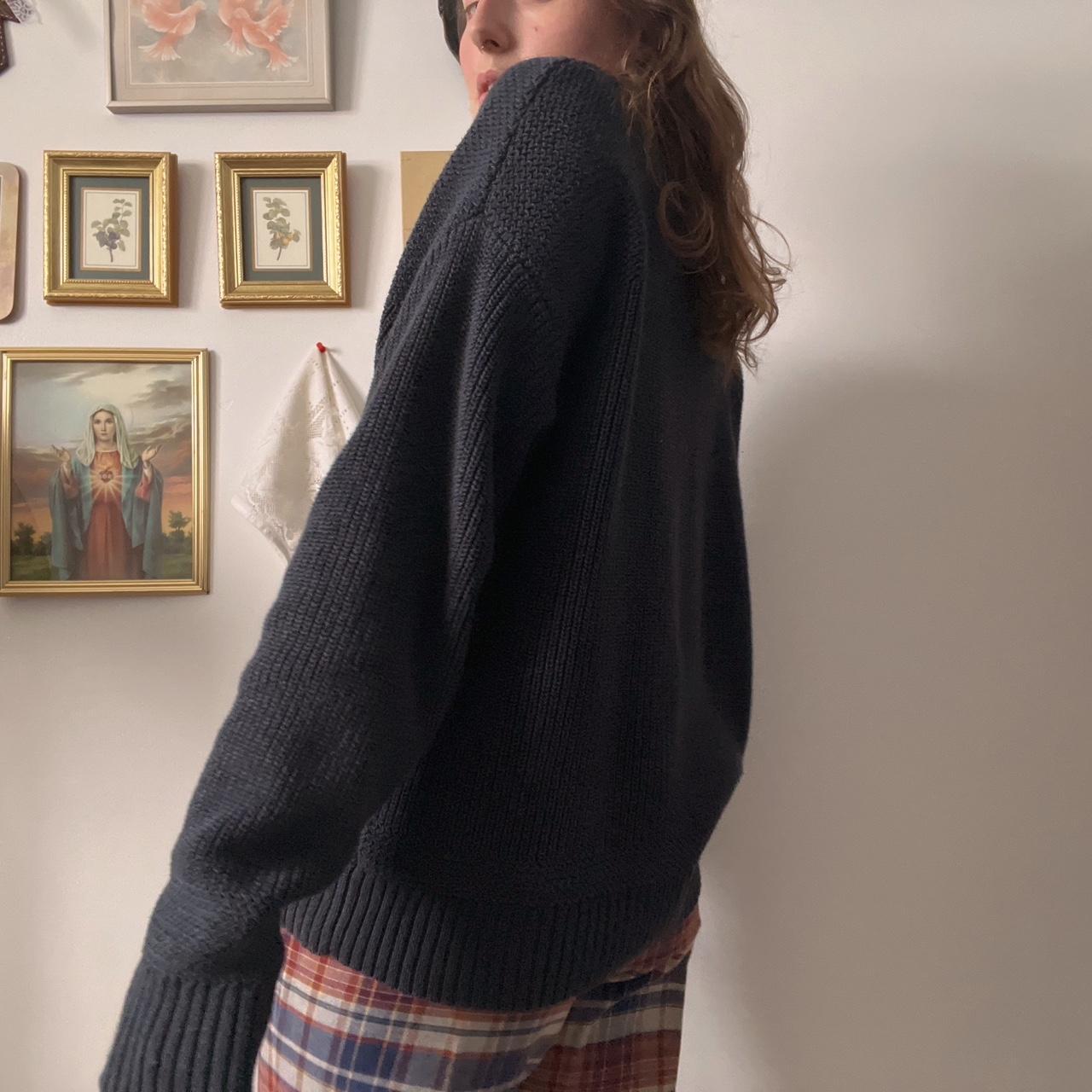 Chunky coastal navy knit sweater (M)