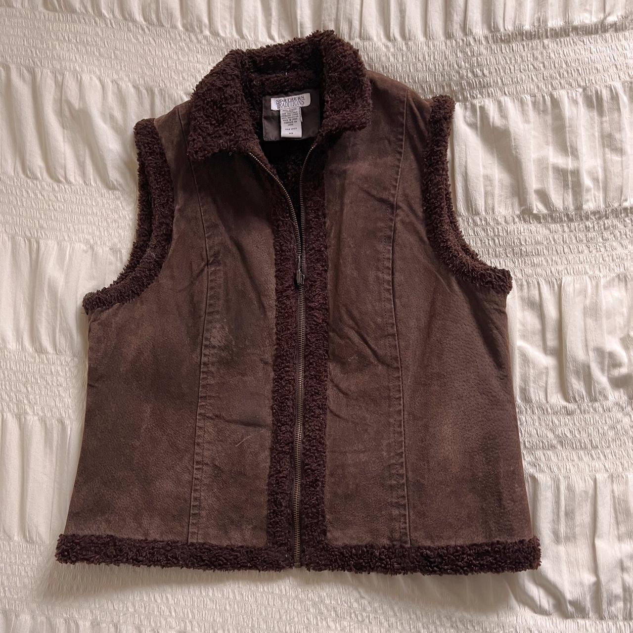 Brown suede reversible vest (M)