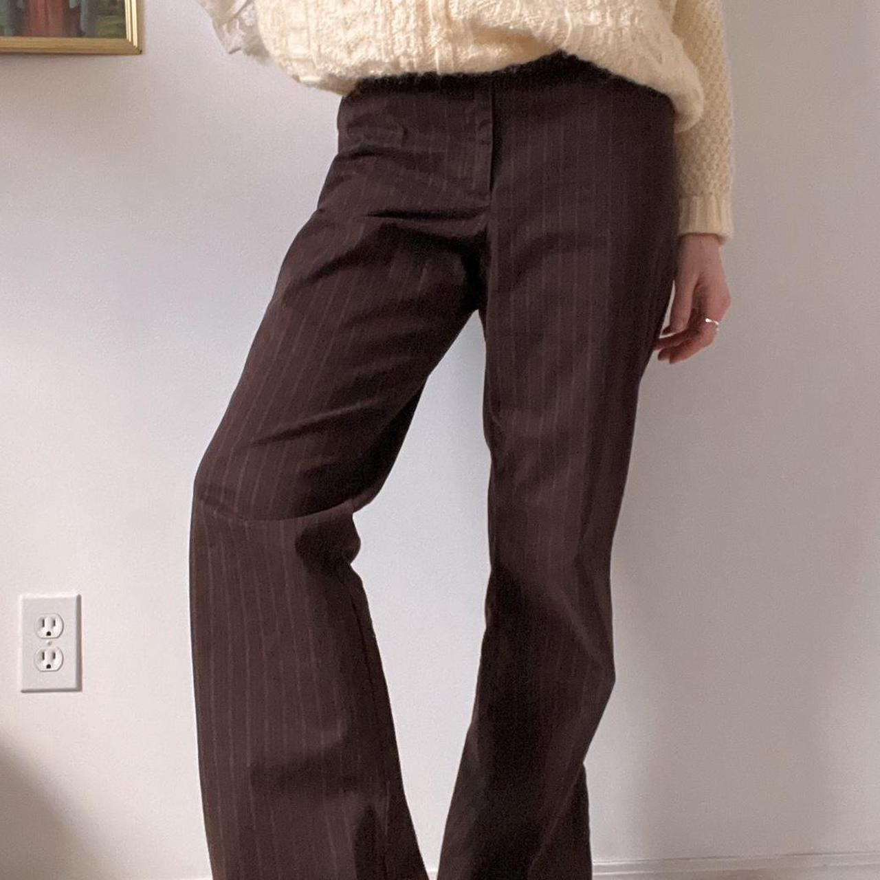 Brown pinstripe flare trousers (30')