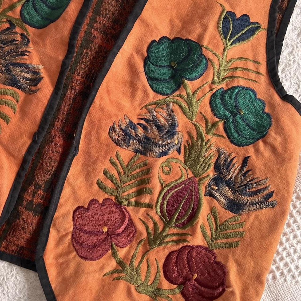 Tangerine boho embroidered vest (M)