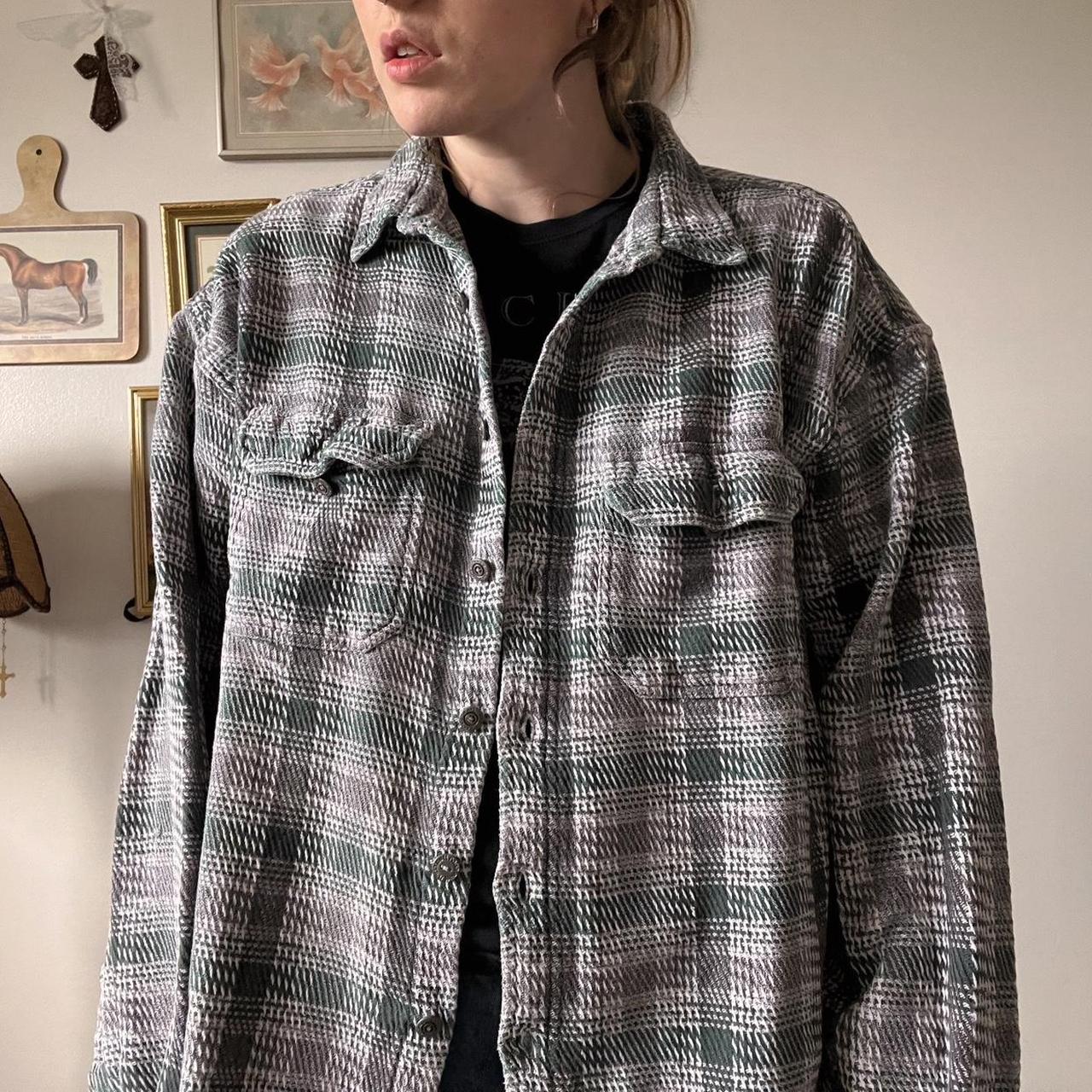 Waffle knit plaid button up (XL)